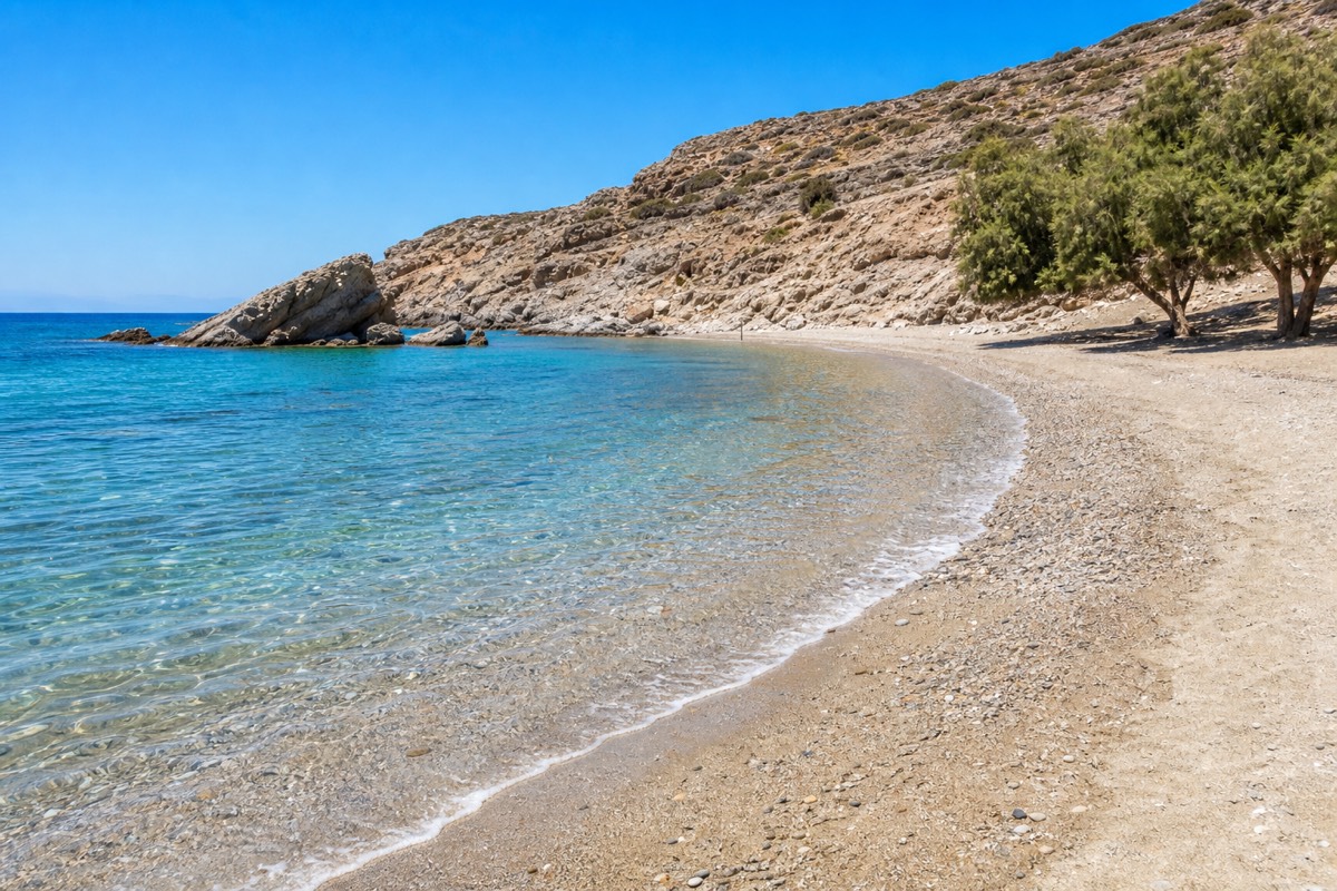 A Cycladic beach on a Greek island in late September, when many travellers say is the best time to visit Greece