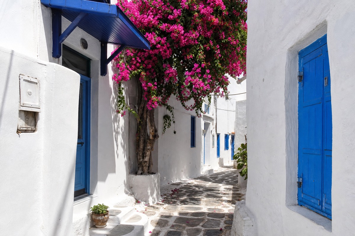 Windmills above Mykonos Town, a common stop among popular Greece tour packages