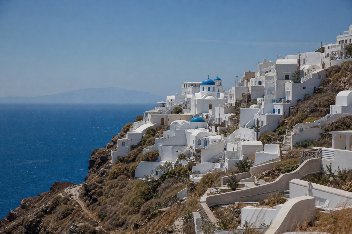 Hillside village on a Cycladic island, separate from the mainland ancient sites tour of Greece